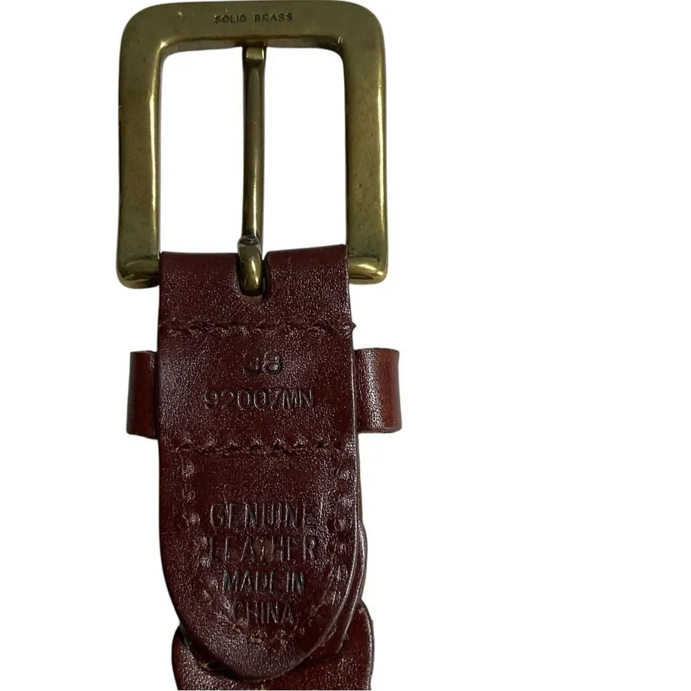 Kenneth Cole Brown Interlocking Leather Links with Brass Buckle Belt Size 38